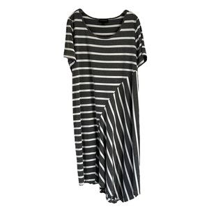 Lane Bryant Women’s 14/16 Gray Stripes Dress with asymmetrical hemline